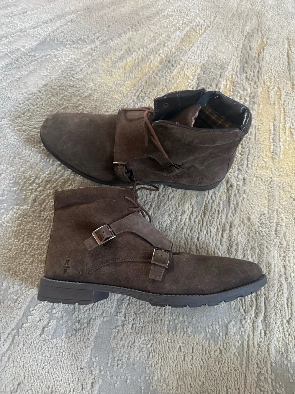 Reserved Footwear chocolate suede leather  Camolin Boot buckle lace up 13